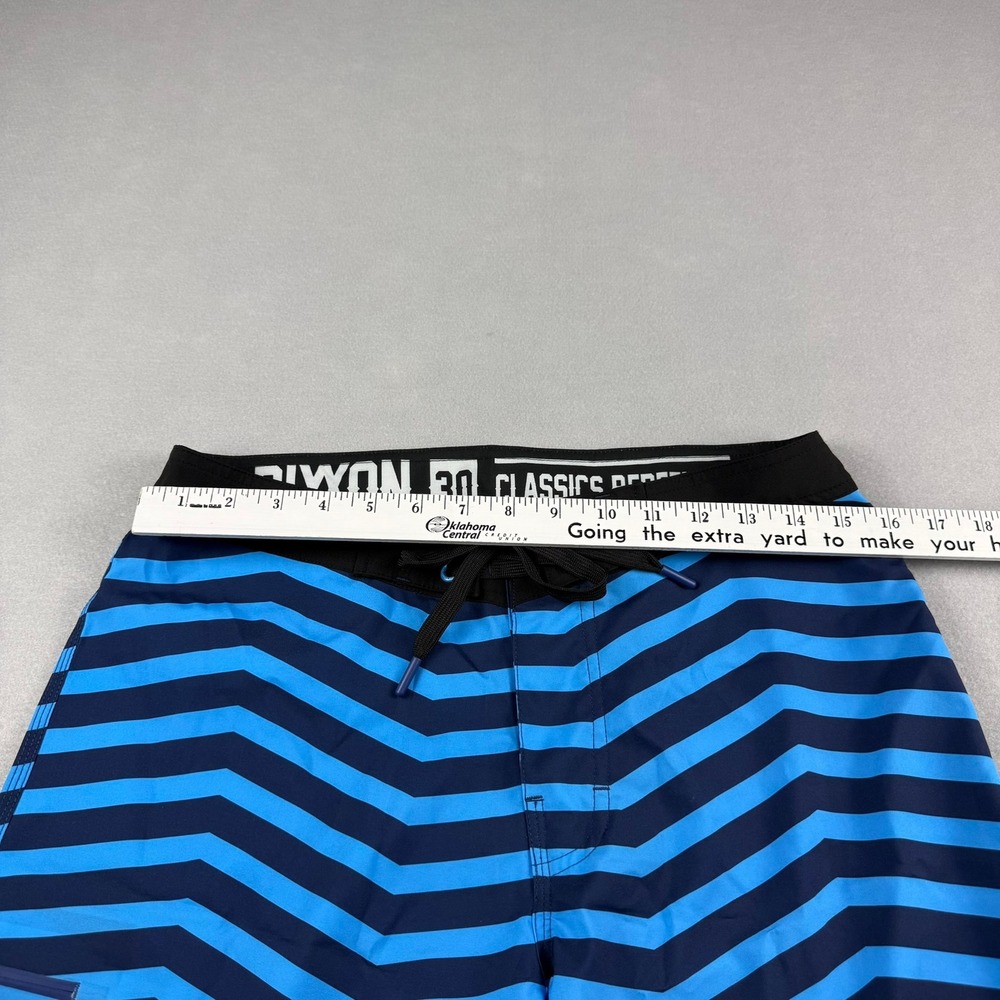 Dixxon Mens 30 The‎ Swell Board Shorts Blue Striped Nautical Surf Swim Unlined - Picture 3 of 10